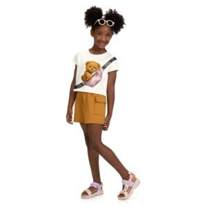 Conjunto femenino short + blusa diseño de osito