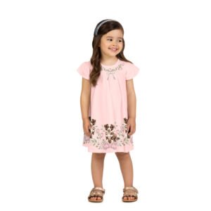 Vestido Infantil con Moños de Perlas Bordadas